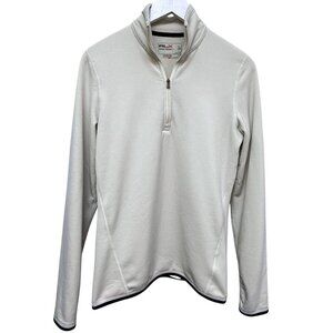 Ralph Lauren RLX Fleece Pullover Medium S/M Womens Cream 1/4 Zip Mock Neck Sport